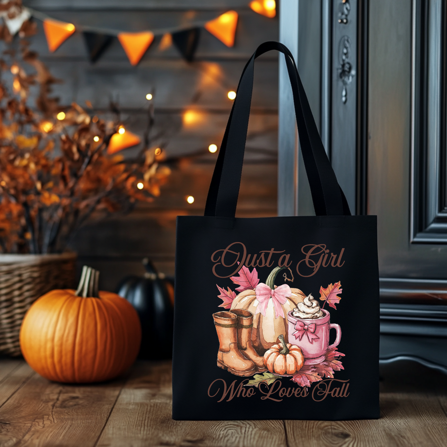 Just a Girl Who Loves Fall | Tragetasche mit Spruch – Baumwollbeutel mit Attitude