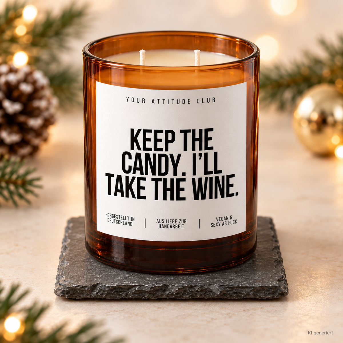 KEEP THE CANDY. I’LL TAKE THE WINE. – Weihnachtskerze | Weihnachtsgeschenk | Geschenk für Freundin, Kollegin & Weinliebhaber | Geschenkidee Weihnachten
