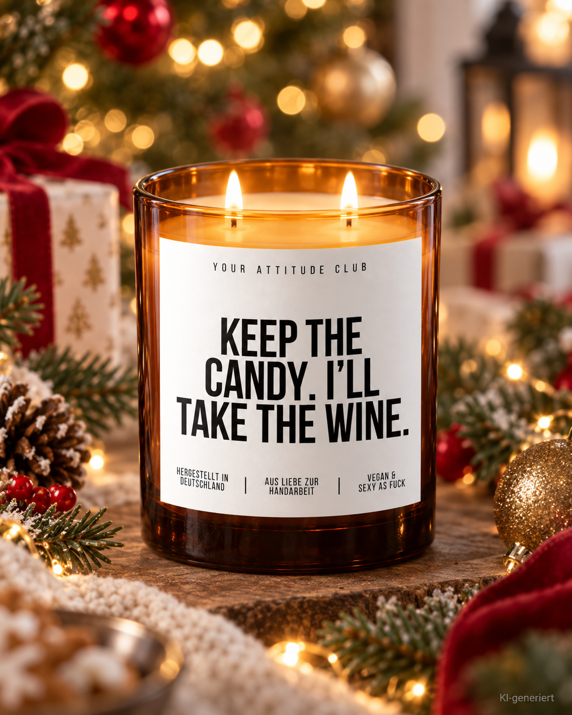 KEEP THE CANDY. I’LL TAKE THE WINE. – Weihnachtskerze | Weihnachtsgeschenk | Geschenk für Freundin, Kollegin & Weinliebhaber | Geschenkidee Weihnachten