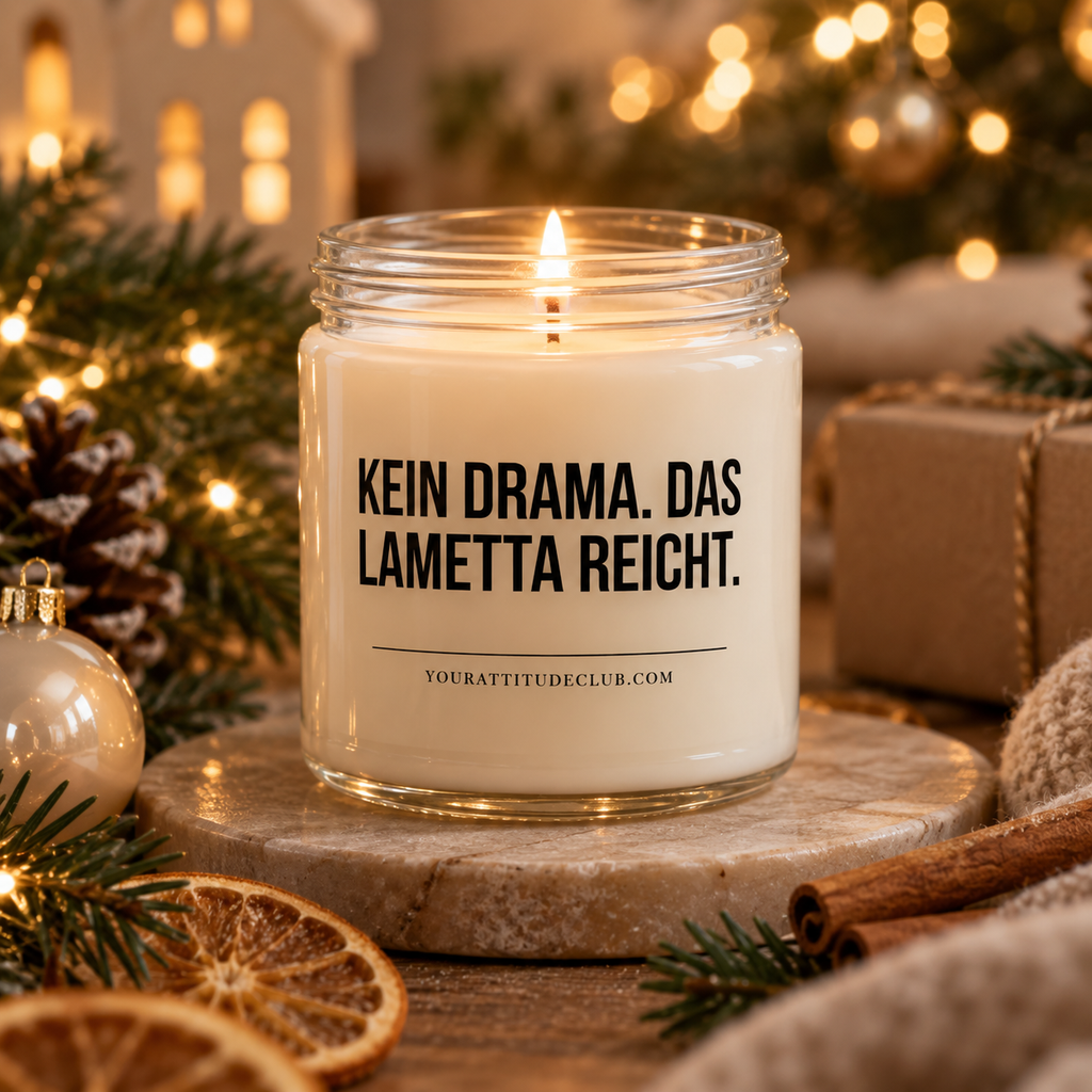 KEIN DRAMA. DAS LAMETTA REICHT. | Weihnachtskerze, lustiges Weihnachtsgeschenk, Wichtelgeschenk, Geschenk für Freundin, Kollegin, Schwester, Mama