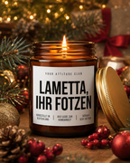 LAMETTA, IHR FOTZEN Weihnachtskerze mit Spruch | freche Duftkerze | lustiges Weihnachtsgeschenk für Erwachsene | Wichtelgeschenk | Sojawachs Kerze