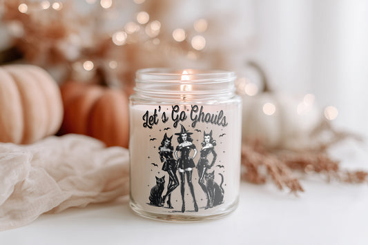 Let’s Go Ghouls Black Edition Kerze – Halloween Kerze Herbst Duftkerze Transparent Vegan Sojawachs Geschenkidee Homedecor