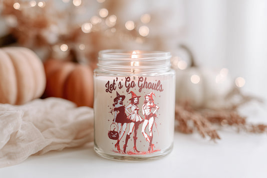 Let’s Go Ghouls Red Edition Kerze – Halloween Kerze Herbst Duftkerze Transparent Vegan Sojawachs Deko Geschenkidee
