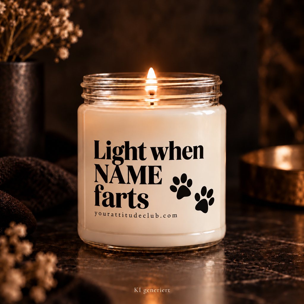 Light when NAME farts Candle - Funny Personalized Candle, Humorous Gift, Fun Candle, Soy Wax, Gift Idea for Friends Family Your Attitude Club