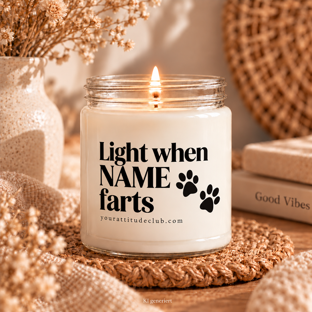 Light when NAME farts Candle - Funny Personalized Candle, Humorous Gift, Fun Candle, Soy Wax, Gift Idea for Friends Family Your Attitude Club