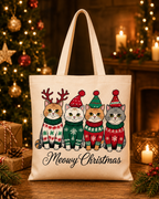 Meowy Christmas – Weihnachtlicher Stoffbeutel mit Katzenmotiv | Baumwolltasche für Katzenliebhaber | Nachhaltiges Weihnachtsgeschenk