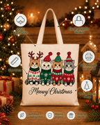 Meowy Christmas – Weihnachtlicher Stoffbeutel mit Katzenmotiv | Baumwolltasche für Katzenliebhaber | Nachhaltiges Weihnachtsgeschenk