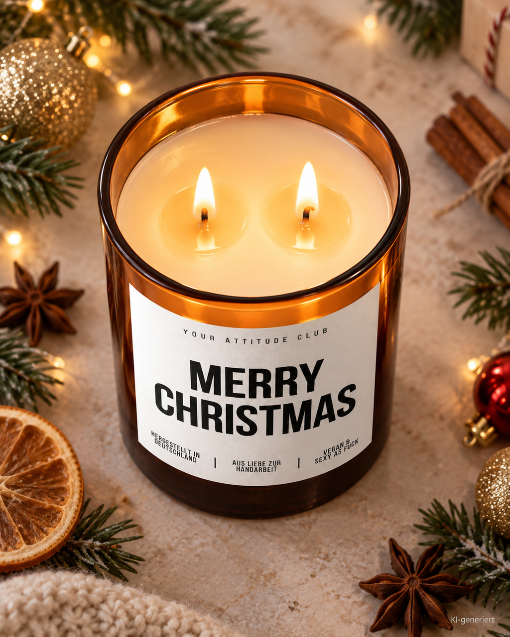 MERRY CHRISTMAS – Weihnachtskerze Naturgras Etikett | Weihnachtsgeschenk | Geschenk für Familie, Freunde & Kollegen | Geschenkidee Weihnachten