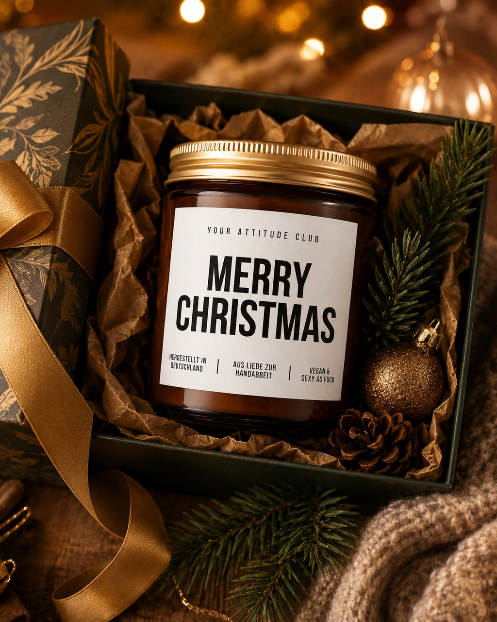 MERRY CHRISTMAS Weihnachtskerze mit Spruch | klassische Duftkerze | Geschenk Weihnachten | Wichtelgeschenk | Sojawachs Kerze handgemacht