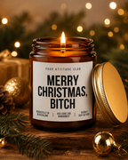 MERRY CHRISTMAS, BITCH Weihnachtskerze mit Spruch | freche Duftkerze | lustiges Weihnachtsgeschenk | Wichtelgeschenk Erwachsene | Sojawachs Kerze handgemacht