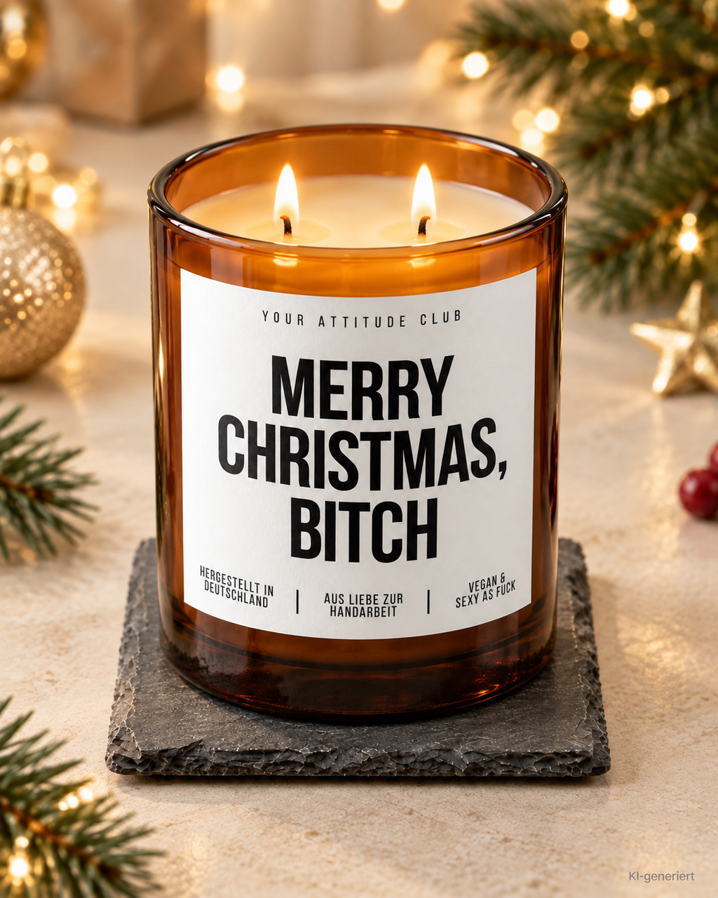 MERRY CHRISTMAS, BITCH – Weihnachtskerze | lustiges Weihnachtsgeschenk | Geschenk für beste Freundin, Kollegin & Freunde | Wichtelgeschenk