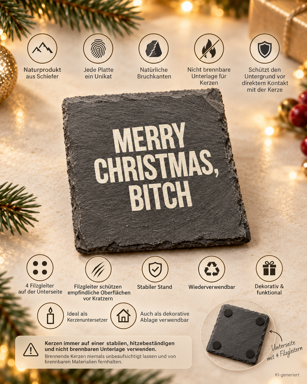 MERRY CHRISTMAS, BITCH – Weihnachtskerze | lustiges Weihnachtsgeschenk | Geschenk für beste Freundin, Kollegin & Freunde | Wichtelgeschenk