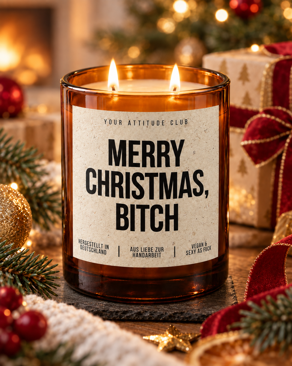 MERRY CHRISTMAS, BITCH – Weihnachtskerze | lustiges Weihnachtsgeschenk | Geschenk für beste Freundin, Kollegin & Freunde | Wichtelgeschenk