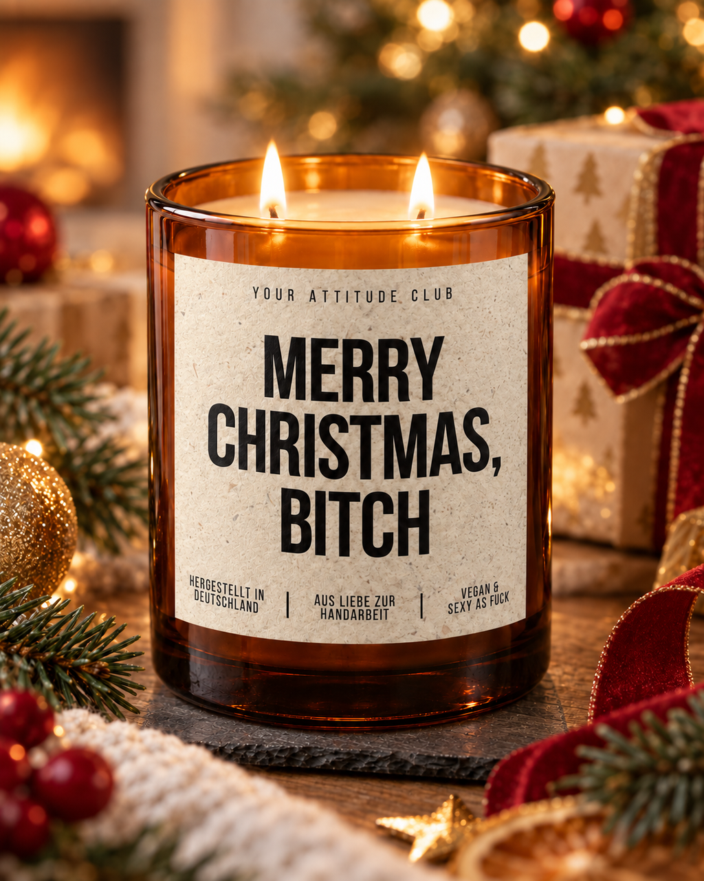 MERRY CHRISTMAS, BITCH – Weihnachtskerze | lustiges Weihnachtsgeschenk | Geschenk für beste Freundin, Kollegin & Freunde | Wichtelgeschenk