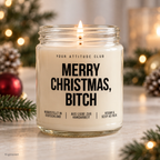 MERRY CHRISTMAS, BITCH | Weihnachtskerze Duftkerze Weihnachten Weihnachtsgeschenk lustige Geschenkidee Wichtelgeschenk für Freundin Kollegin Schwester