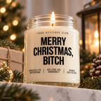 MERRY CHRISTMAS, BITCH | Weihnachtskerze Duftkerze Weihnachten Weihnachtsgeschenk lustige Geschenkidee Wichtelgeschenk für Freundin Kollegin Schwester