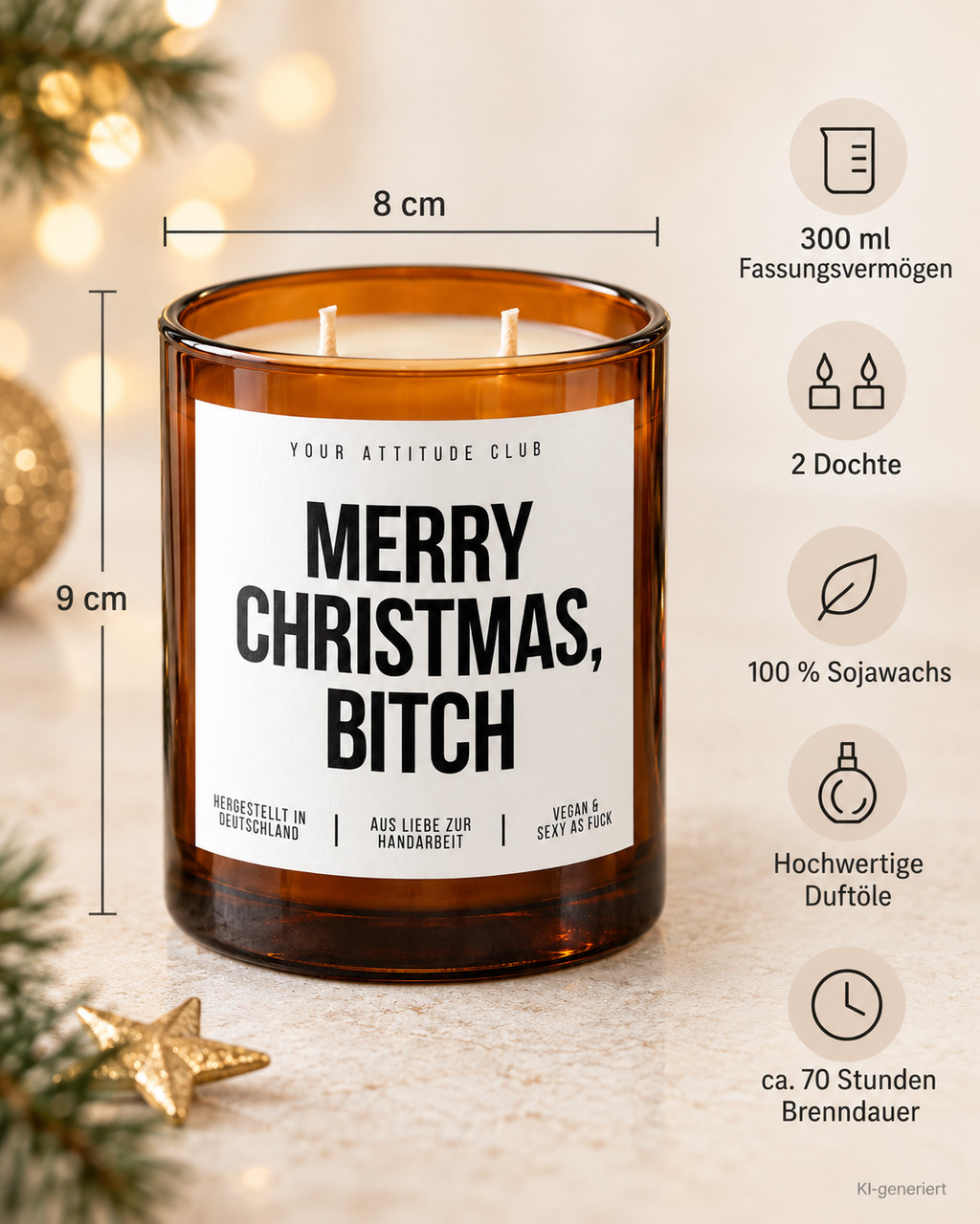MERRY CHRISTMAS, BITCH – Weihnachtskerze | lustiges Weihnachtsgeschenk | Geschenk für beste Freundin, Kollegin & Freunde | Wichtelgeschenk