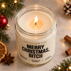 MERRY CHRISTMAS, BITCH | Weihnachtskerze Duftkerze Weihnachten Weihnachtsgeschenk lustige Geschenkidee Wichtelgeschenk für Freundin Kollegin Schwester