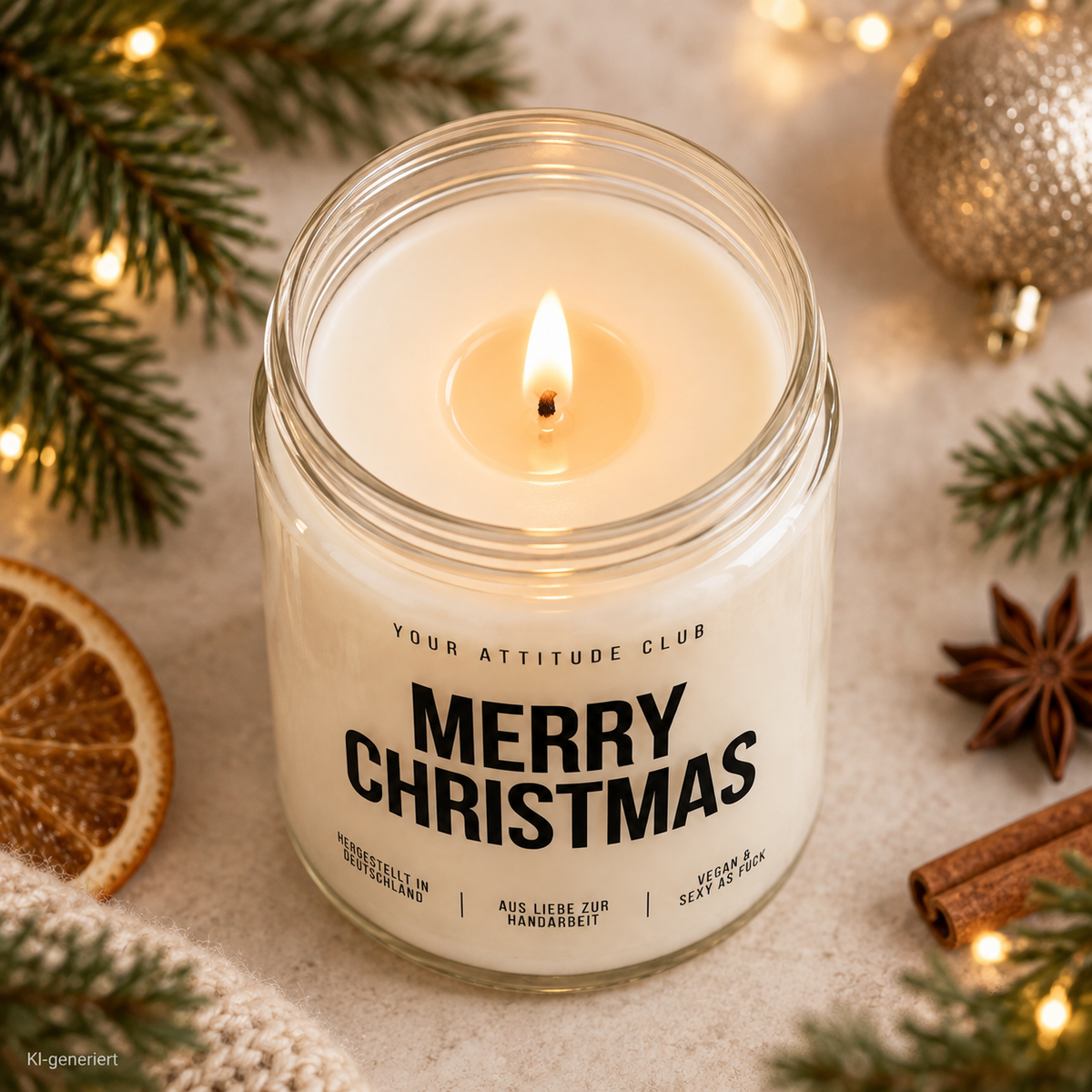 MERRY CHRISTMAS | Weihnachtskerze Duftkerze Weihnachten Weihnachtsgeschenk Geschenkidee Wichtelgeschenk für Mama Papa Freundin Kollegin Freunde