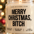 MERRY CHRISTMAS, BITCH | Weihnachtskerze Duftkerze Weihnachten Weihnachtsgeschenk lustige Geschenkidee Wichtelgeschenk für Freundin Kollegin Schwester