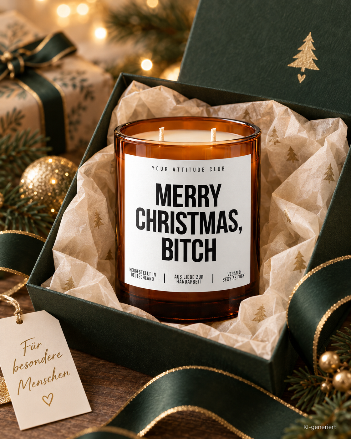 MERRY CHRISTMAS, BITCH – Weihnachtskerze | lustiges Weihnachtsgeschenk | Geschenk für beste Freundin, Kollegin & Freunde | Wichtelgeschenk