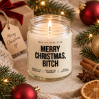 MERRY CHRISTMAS, BITCH | Weihnachtskerze Duftkerze Weihnachten Weihnachtsgeschenk lustige Geschenkidee Wichtelgeschenk für Freundin Kollegin Schwester