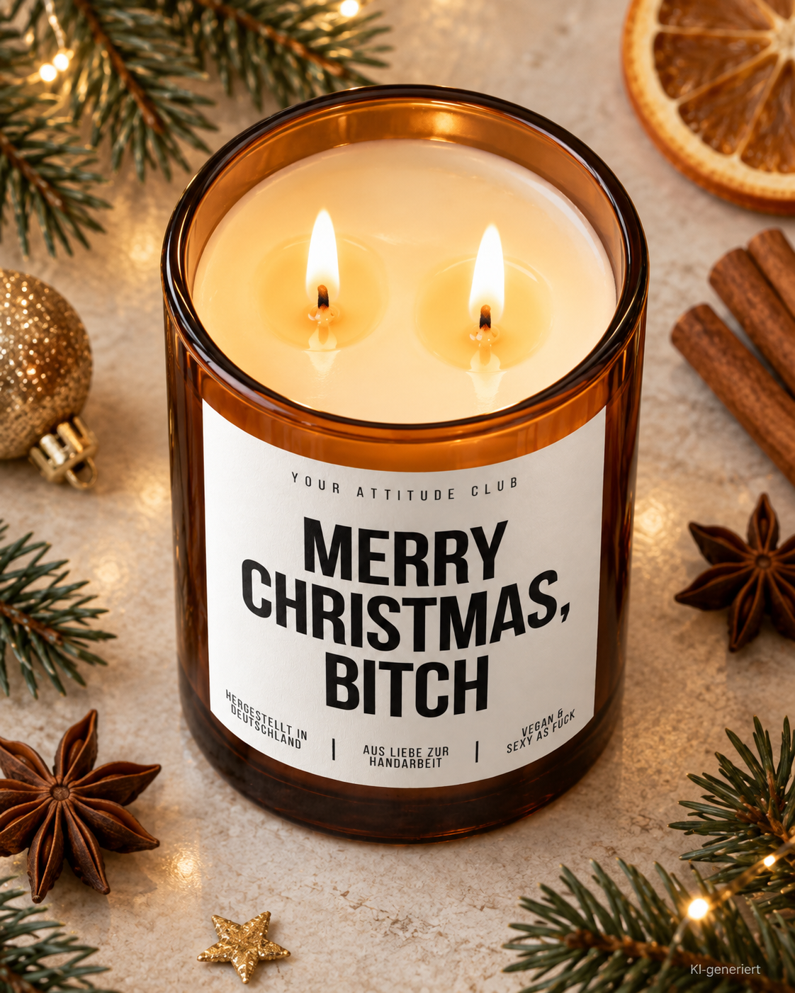 MERRY CHRISTMAS, BITCH – Weihnachtskerze | lustiges Weihnachtsgeschenk | Geschenk für beste Freundin, Kollegin & Freunde | Wichtelgeschenk