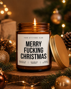 MERRY FUCKING CHRISTMAS Weihnachtskerze mit Spruch | freche Duftkerze | lustiges Weihnachtsgeschenk | Wichtelgeschenk Erwachsene | Sojawachs Kerze handgemacht