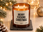 MERRY FUCKING CHRISTMAS – Weihnachtskerze Naturgras Etikett | Lustiges Weihnachtsgeschenk | Geschenk für Freundin, Kollegin & Freunde | Geschenkidee Weihnachten