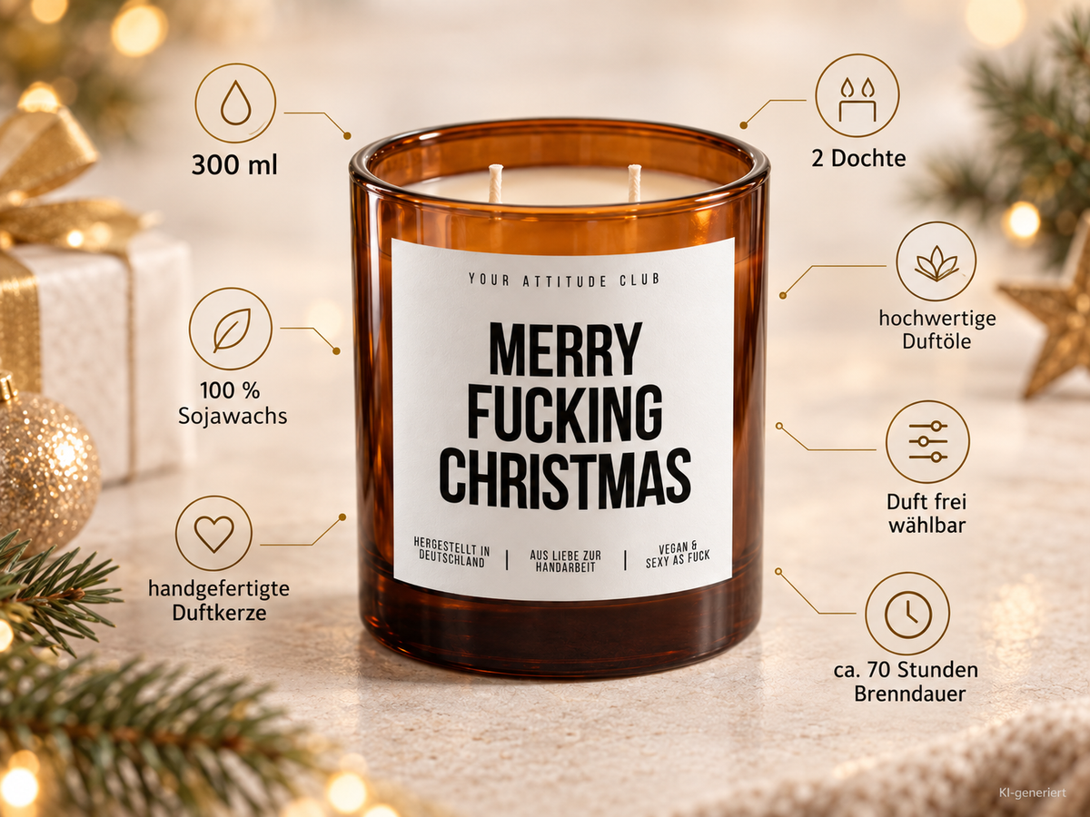 MERRY FUCKING CHRISTMAS – Weihnachtskerze | lustiges Weihnachtsgeschenk | Geschenk für Freunde, Kollegin & beste Freundin