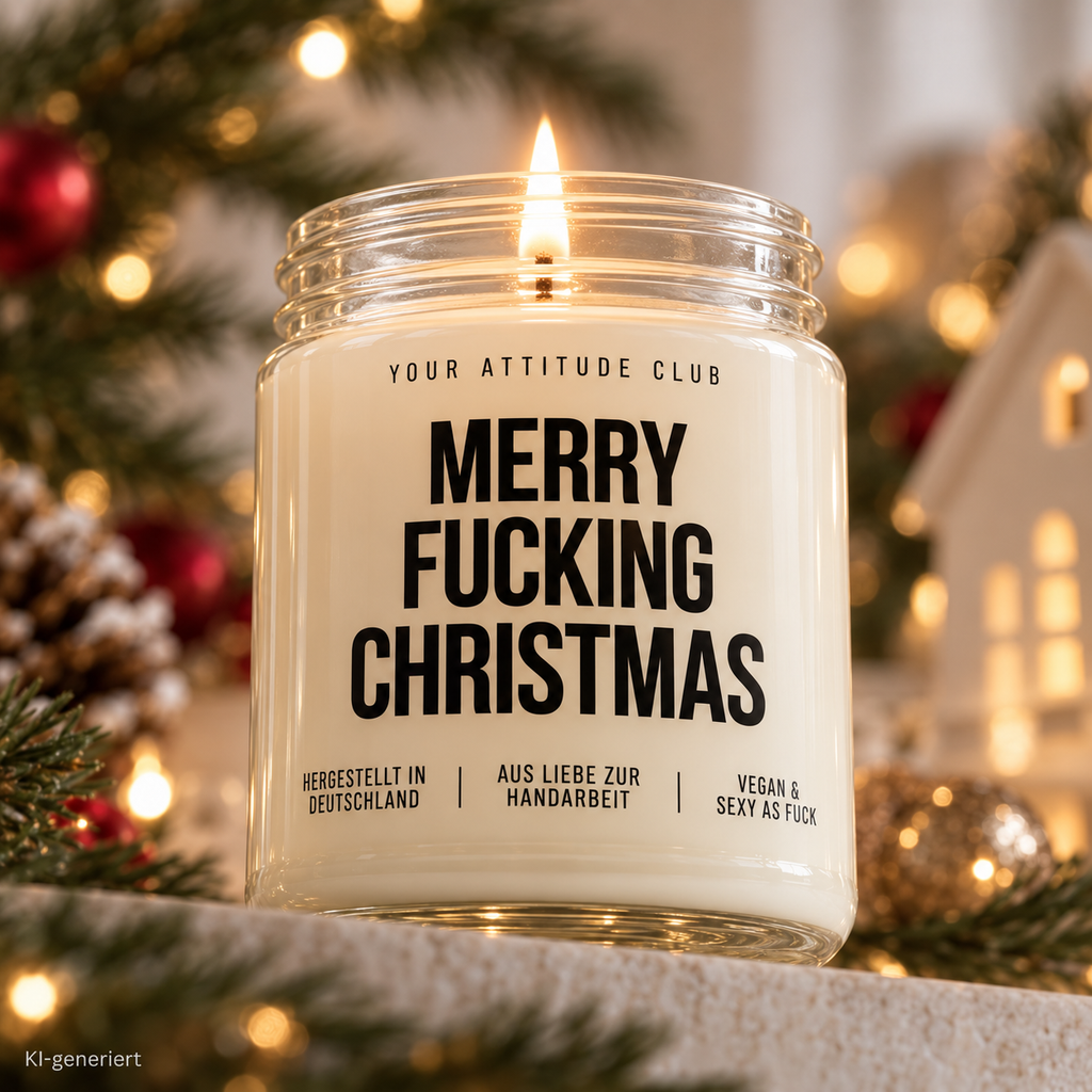 MERRY FUCKING CHRISTMAS | Weihnachtskerze Duftkerze Weihnachten Weihnachtsgeschenk lustige Geschenkidee Wichtelgeschenk für Freundin Kollegin Schwester