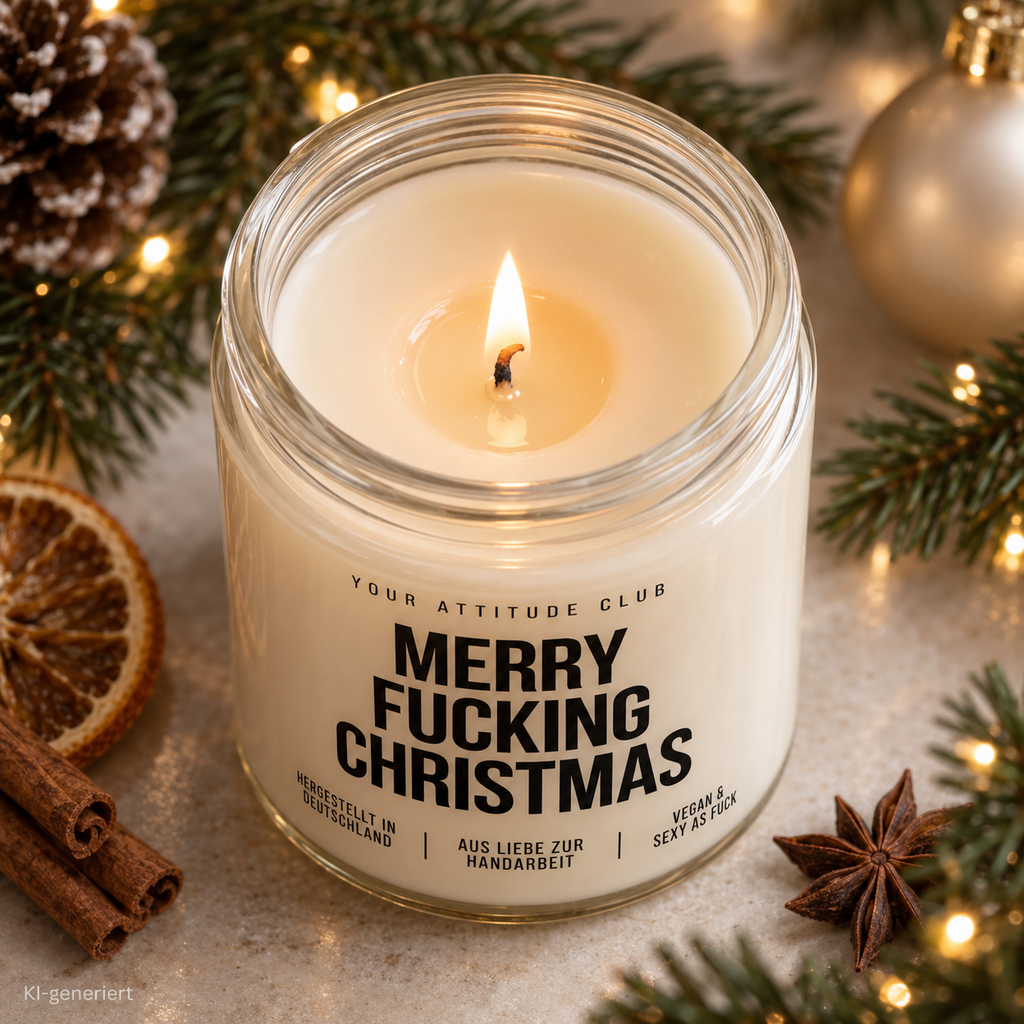 MERRY FUCKING CHRISTMAS | Weihnachtskerze Duftkerze Weihnachten Weihnachtsgeschenk lustige Geschenkidee Wichtelgeschenk für Freundin Kollegin Schwester