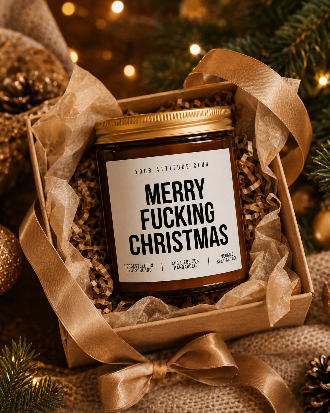 MERRY FUCKING CHRISTMAS Weihnachtskerze mit Spruch | freche Duftkerze | lustiges Weihnachtsgeschenk | Wichtelgeschenk Erwachsene | Sojawachs Kerze handgemacht