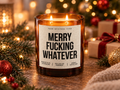 MERRY FUCKING WHATEVER – Weihnachtskerze Naturgras Etikett | Lustiges Weihnachtsgeschenk | Geschenk für Freundin, Kollegin & Freunde | Geschenkidee Weihnachten