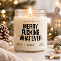 MERRY FUCKING WHATEVER | Weihnachtskerze Duftkerze Weihnachten Weihnachtsgeschenk lustige Geschenkidee Wichtelgeschenk für Freundin Kollegin Schwester