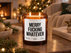 MERRY FUCKING WHATEVER – Weihnachtskerze Naturgras Etikett | Lustiges Weihnachtsgeschenk | Geschenk für Freundin, Kollegin & Freunde | Geschenkidee Weihnachten
