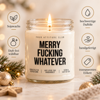MERRY FUCKING WHATEVER | Weihnachtskerze Duftkerze Weihnachten Weihnachtsgeschenk lustige Geschenkidee Wichtelgeschenk für Freundin Kollegin Schwester
