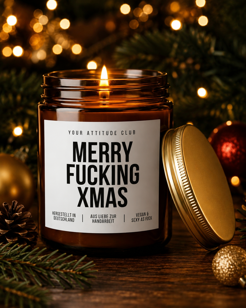 MERRY FUCKING XMAS Weihnachtskerze mit Spruch | freche Duftkerze | lustiges Weihnachtsgeschenk | Wichtelgeschenk Erwachsene | Sojawachs Kerze handgemacht