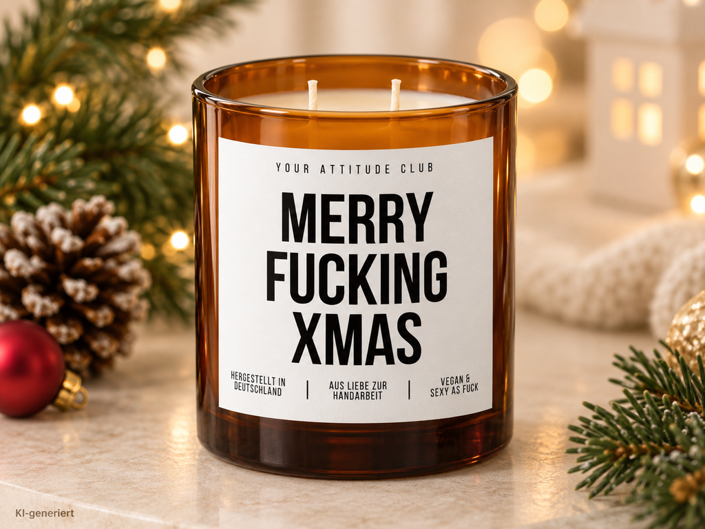 MERRY FUCKING XMAS – Weihnachtskerze | lustiges Weihnachtsgeschenk | Geschenk für Freunde, Kollegin & beste Freundin | Wichtelgeschenk