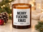 MERRY FUCKING XMAS – Weihnachtskerze Naturgras Etikett | Lustiges Weihnachtsgeschenk | Geschenk für Freundin, Kollegin & Freunde | Geschenkidee Weihnachten