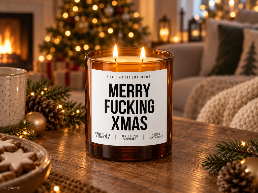 MERRY FUCKING XMAS – Weihnachtskerze | lustiges Weihnachtsgeschenk | Geschenk für Freunde, Kollegin & beste Freundin | Wichtelgeschenk