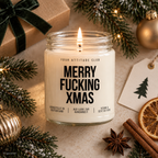 MERRY FUCKING XMAS | Weihnachtskerze Duftkerze Weihnachten Weihnachtsgeschenk lustige Geschenkidee Wichtelgeschenk für Freundin Kollegin Schwester
