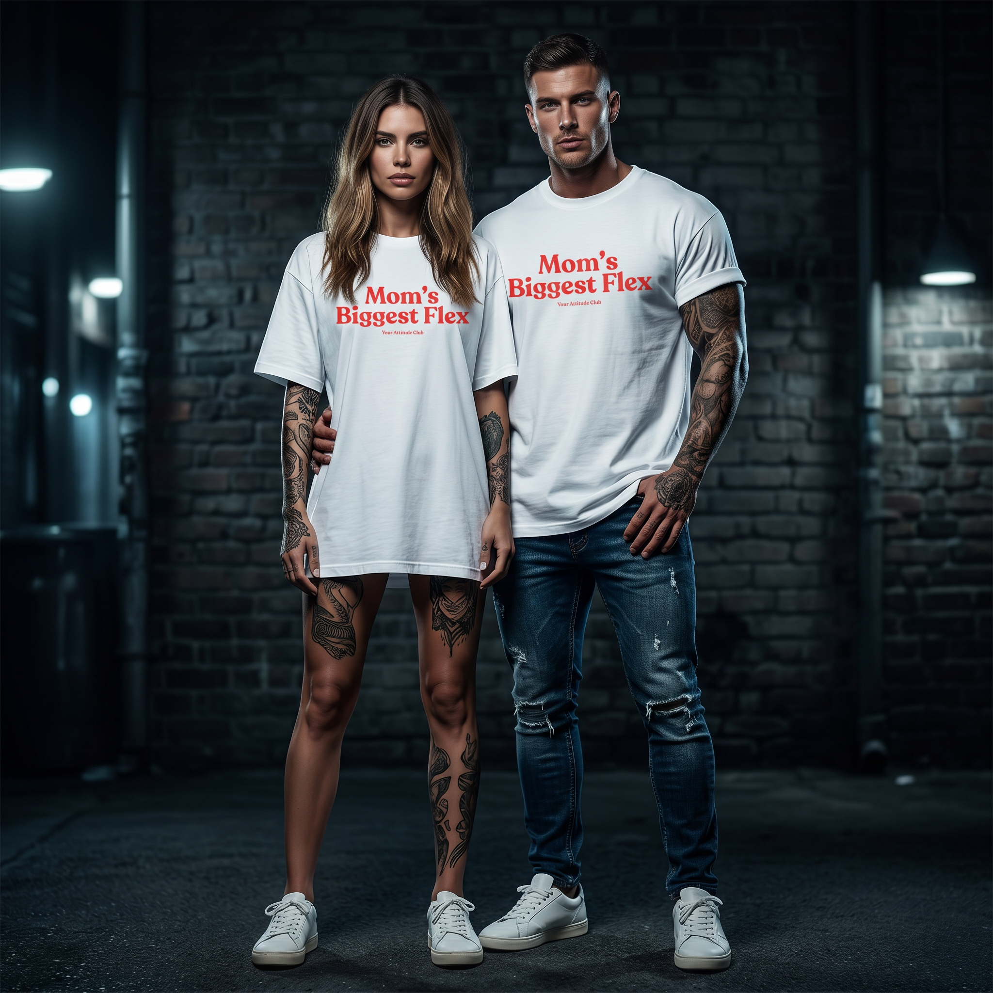 Mom’s Biggest Flex Shirt mit Frontprint – Oversize Unisex T-Shirt aus 100% Baumwolle, Statement Streetwear, Geschenkidee