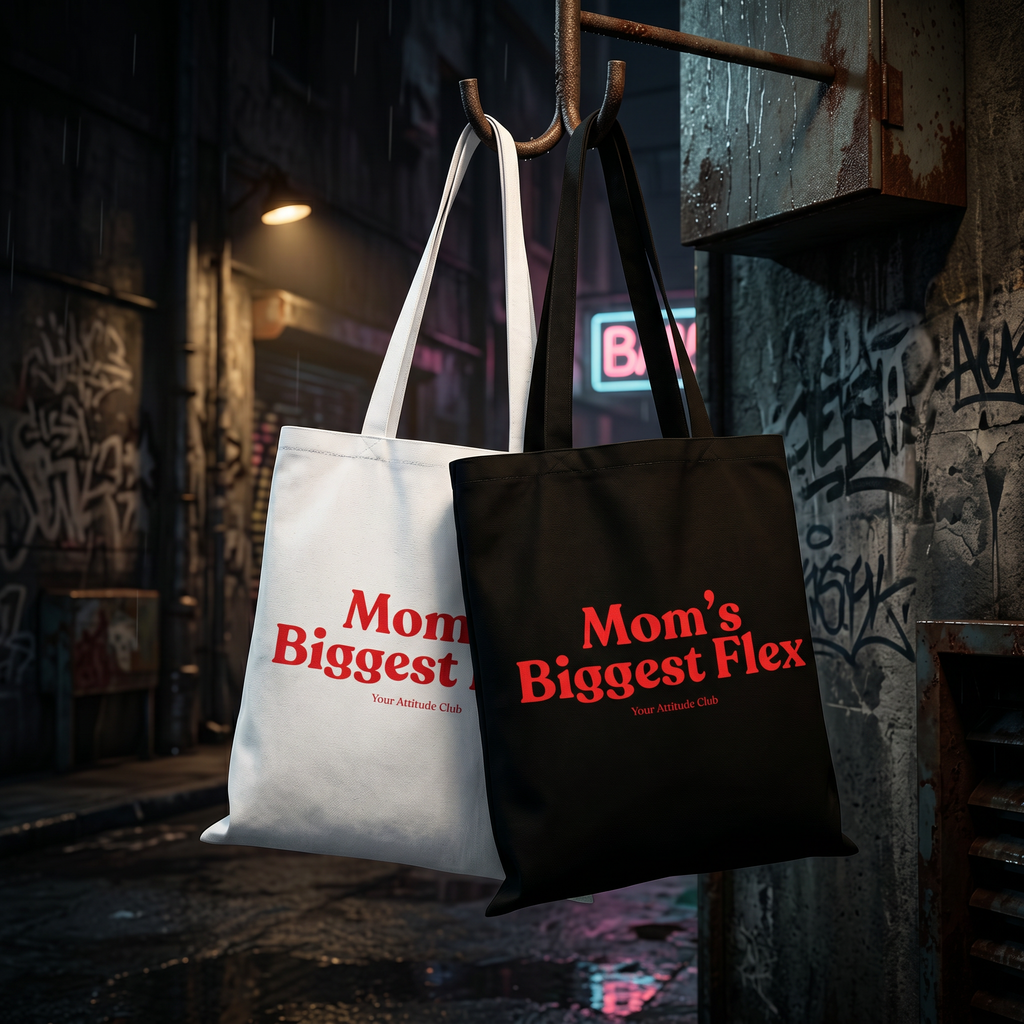 Mom’s Biggest Flex Beutel – Statement Tragetasche Baumwolle, Shopper Bag Mama Geschenk, Stoffbeutel groß Damen modern Trend Tasche