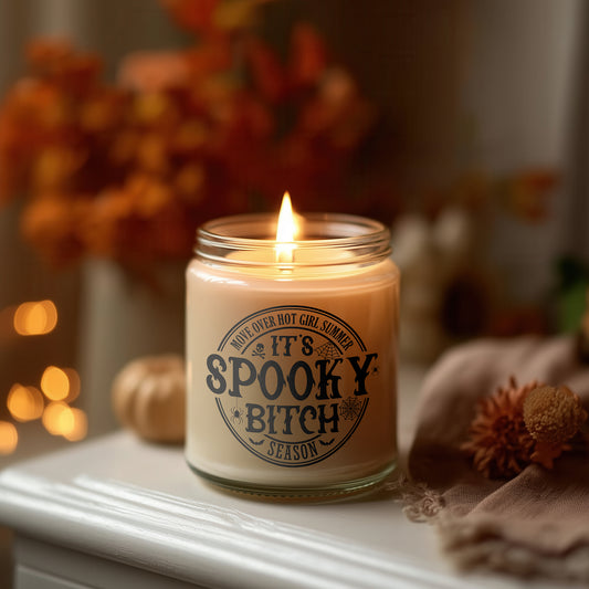 It’s Spooky Bitch Season Kerze Halloween Duftkerze Glasdeko Geschenkidee Herbst Vegan Sojawachs Homedecor