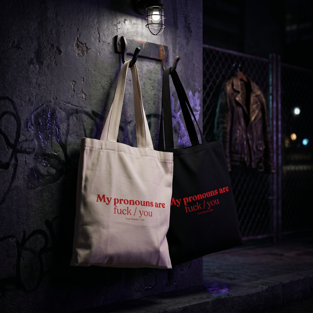 My pronouns are fuck / you Shirt mit Frontprint – Oversize Unisex T-Shirt aus 100% Baumwolle, Statement Streetwear Look