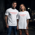 My pronouns are fuck / you Shirt mit Frontprint – Oversize Unisex T-Shirt aus 100% Baumwolle, Statement Streetwear Look
