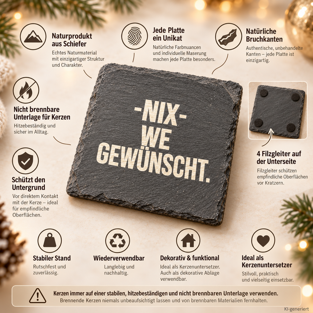 NIX – WE GEWÜNSCHT. – Weihnachtskerze | Lustiges Weihnachtsgeschenk | Geschenk für Freunde, Familie, Kollegen & Nachbarn | Geschenkidee Weihnachten