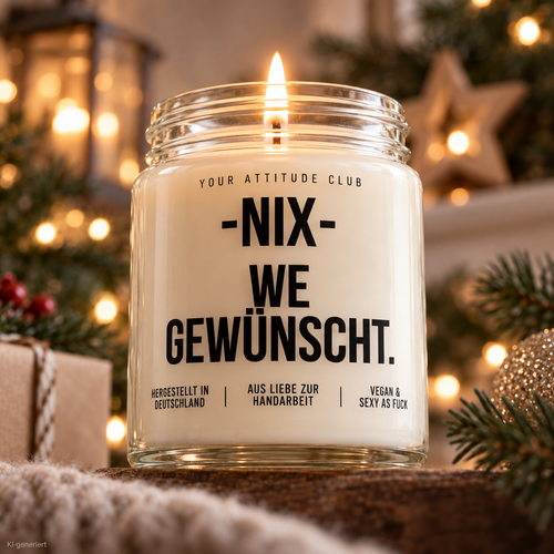 -NIX- WE GEWÜNSCHT. | Weihnachtskerze Duftkerze Weihnachten, Weihnachtsgeschenk, Geschenkidee für Mama, Kollegin, Freundin, Wichtelgeschenk