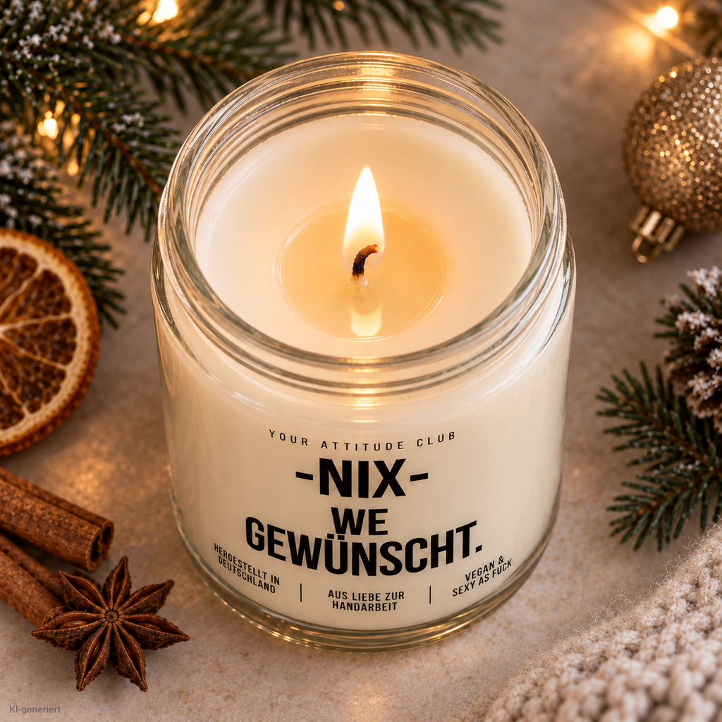-NIX- WE GEWÜNSCHT. | Weihnachtskerze Duftkerze Weihnachten, Weihnachtsgeschenk, Geschenkidee für Mama, Kollegin, Freundin, Wichtelgeschenk